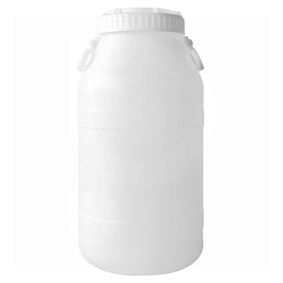 25-Liter-Weithalsfass aus weißem Polyethylen mit Deckel 